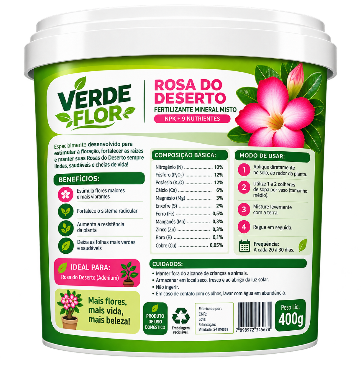 Rótulo do FORTH Rosa do Deserto com informações do produto